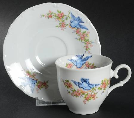 Bluebird (Matthew 6:26) Flat Cup & Saucer Set