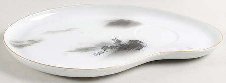 Landscape Black Multicolor (Rim) Snack Plate