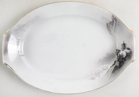 Landscape Black Multicolor (Rim) 12" Oval Serving Platter