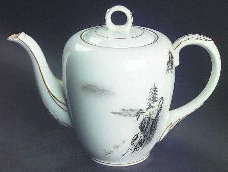 Landscape Black Multicolor (Rim) Teapot & Lid