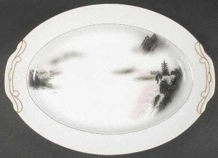 Landscape Black Multicolor (Rim) 16" Oval Serving Platter