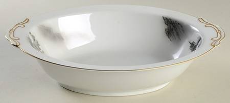 Landscape Black Multicolor (Rim) 10" Oval Vegetable Bowl