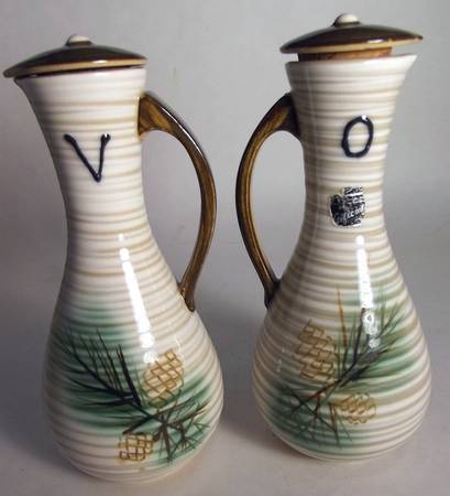 Pine Vinegar and Oil Set with Stoppers by Fancrest-Ware