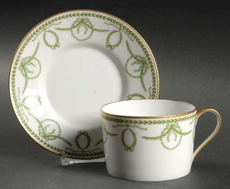 Cheverny Green Flat Cup & Saucer Set