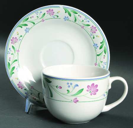 Brandywine (White Background) Flat Cup & Saucer Set