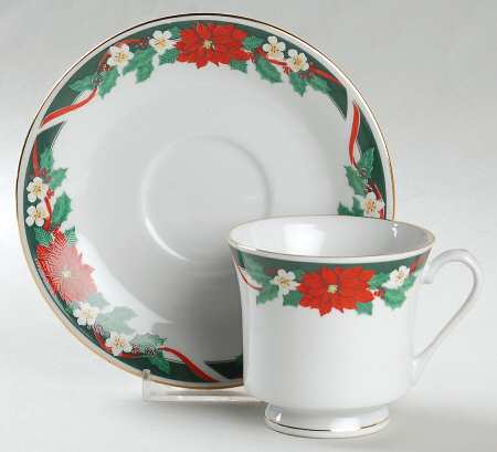 Deck the Halls Footed Cup & Saucer Set