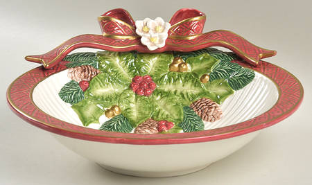 Christmas Rose 10" Figural Serving Bowl by Fitz and Floyd