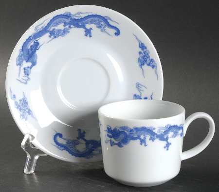 Dragon Blue Flat Cup & Saucer Set