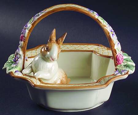 Botanical Bunny Figural Basket with Handle