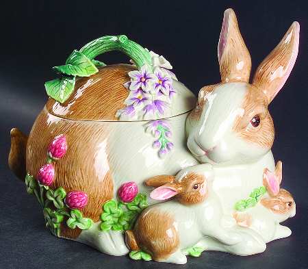 Botanical Bunny Cookie Jar & Lid
