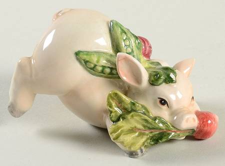 French Market Rolling Tumbling Pig Figurine