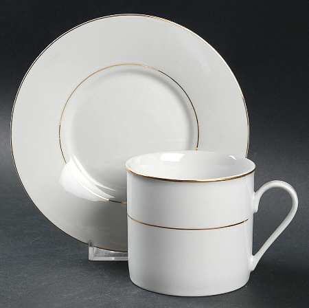 Classic Gold (Rim, Gold Trim & Verge) Flat Cup & Saucer Set