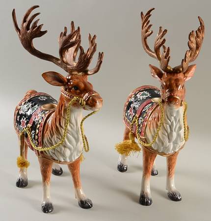 Christmas Lodge Deer Candlesticks No Stopper - Set of 2