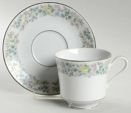 Elegance (Platinum Trim) Footed Cup & Saucer Set