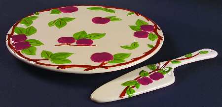 Apple (China,  Apple Backstamp) Cake Plate & Solid Ceramic Server Set (Boxed)