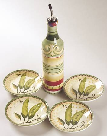 Le Marche Oil Jar & Drizzler with 4 Dipping Bowls