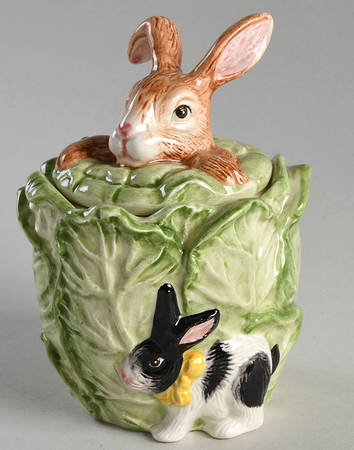 Bountiful Bunnies Figural Sugar Bowl & Lid