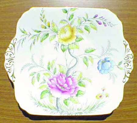 Peony Gray, Multicolor Square Cake Plate