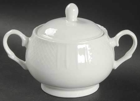 Lattice White Sugar Bowl & Lid