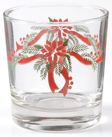 Poinsettia & Ribbons Glassware Old Fashioned
