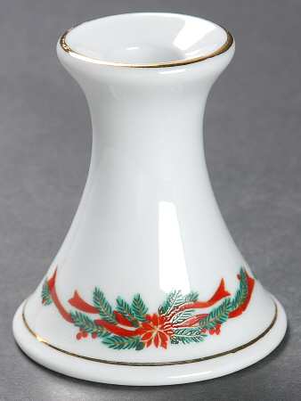 Poinsettia & Ribbons 3" Candlestick