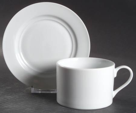 Gourmet White Flat Cup & Saucer Set