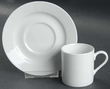 Gourmet White Flat Demitasse Cup & Saucer Set