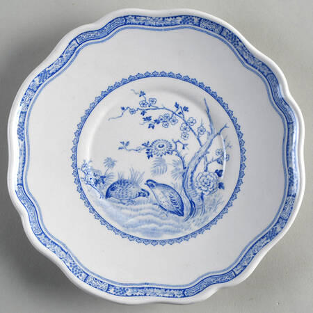 Quail Blue (Blue Ship Backstamp) Underplate for Gravy Boat