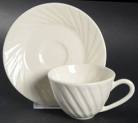 Pearl White Flat Cup & Saucer Set