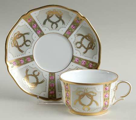 Gold, Enamel & Jeweled Flat Cup & Saucer Set