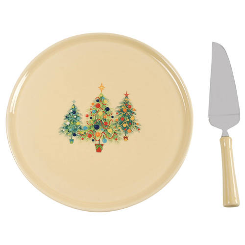Fiesta Christmas Tree Cake Plate and Server (Boxed Set)