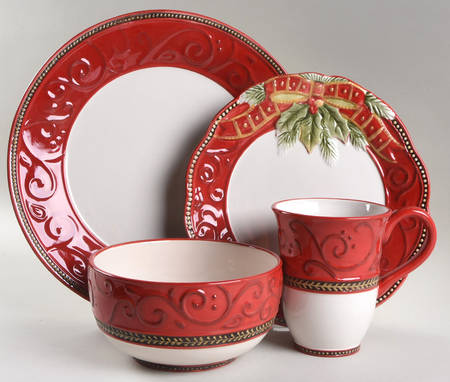 Damask Holiday 4 Piece Place Setting