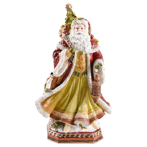 Damask Holiday Santa Musical Figurine