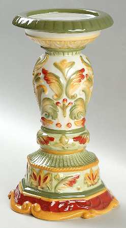Damask Holiday 8" Pillar Candleholder