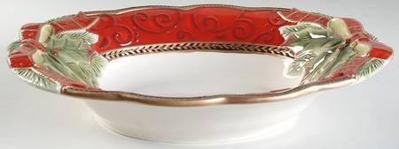 Damask Holiday 13" Oval Serving Bowl