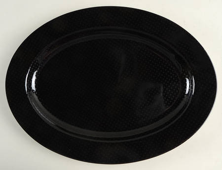 Foulard Noir (Gray Diamonds on Black) 14" Oval Serving Platter