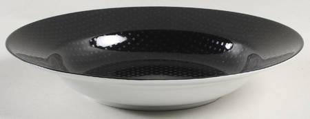 Foulard Noir (Gray Diamonds on Black) Large Rim Soup Bowl