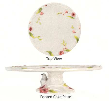 Cherry Blossom Footed Cake Plate