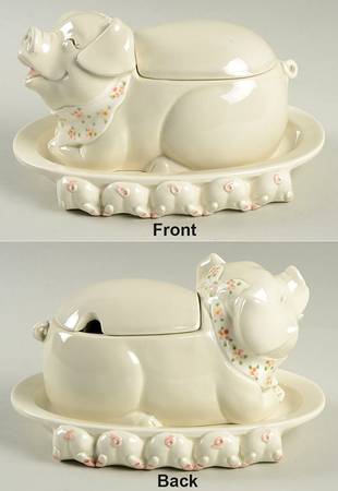 Pigs Jam/Jelly & Lid W/Underplate