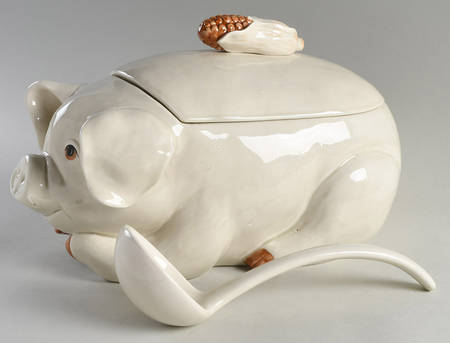 Pigs Tureen & Lid W/Ladle by Fitz and Floyd