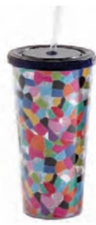 Sunshine Stripes Mosaic Travel Tumbler & Silicone/Plastic Lid