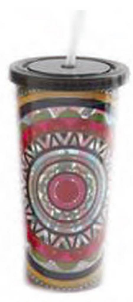 Sunshine Stripes Mosaic Travel Tumbler & Silicone/Plastic Lid