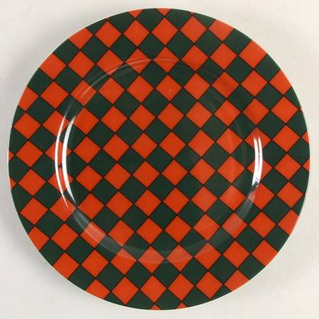Checks (Terra Cotta on Hunter Green) by Fitz and Floyd