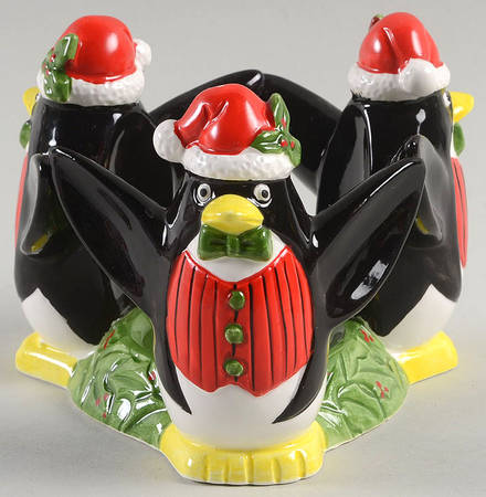 Santa Penguin Candle Votive No Cup or Candle