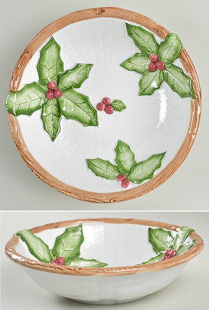 Holly Herringbone 9" Round Vegetable Bowl