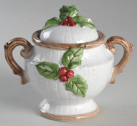 Holly Herringbone Sugar Bowl & Lid