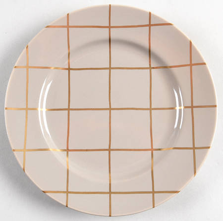 Windowpane (Gold Stripes on Greige) by Fitz and Floyd