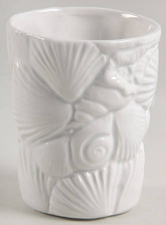 Island Shells White China Bathroom Tumbler