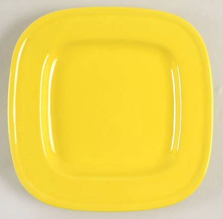 Quadrille Yellow (Earthenware) Square Salad Plate