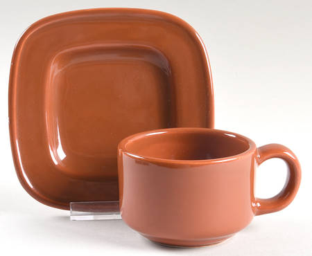 Quadrille Cinnamon (Earthenware) Flat Cup & Saucer Set